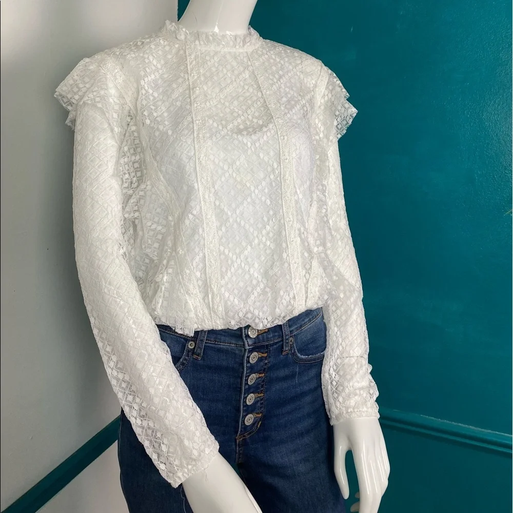 We the free lace high neck bodysuit xs